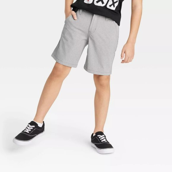 Cat & Jack Other - Boys' Gray Shorts Quick Dry Flat Front At the Knee Chino - Cat & Jack stretchy